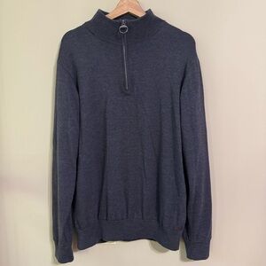 Barbour Mens XXL Charcoal Gray Quarter Zip Pullover 100% Wool Knit Sweater